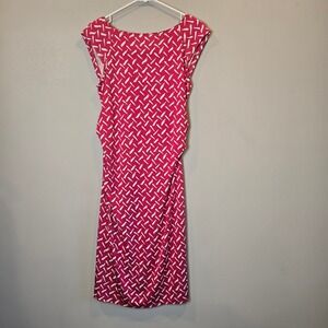 Diane von Furstenberg Dress Gabi Silk Jersey Shift DVF Womens 4 Pink
